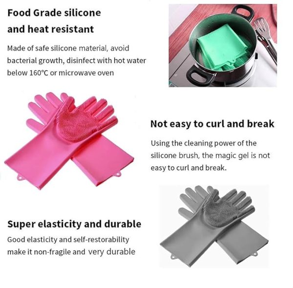 Magic Dishwashing Brush - (Cleaning Sponge Gloves Reusable Silicone Brush Scrubber Gloves)